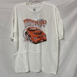 GM Firebird Graphic Short Sleeve Tee - White with Orange Print